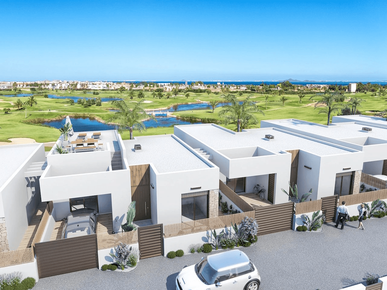 Villen mit 3 Schlafzimmern, 2 Bädern, optionaler Dachterrasse, Kfz-Stellplatz und Privatpool in der Golfanlage La Serena Golf